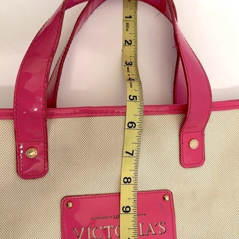 Victoria Secret Pink Cream Canvas Tote /Satchel Medium GUC